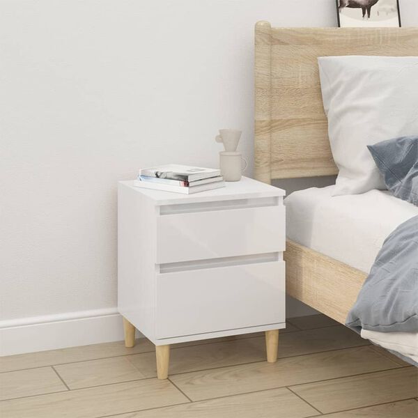 vidaXL Bedside Cabinet High gloss white Engineered wood