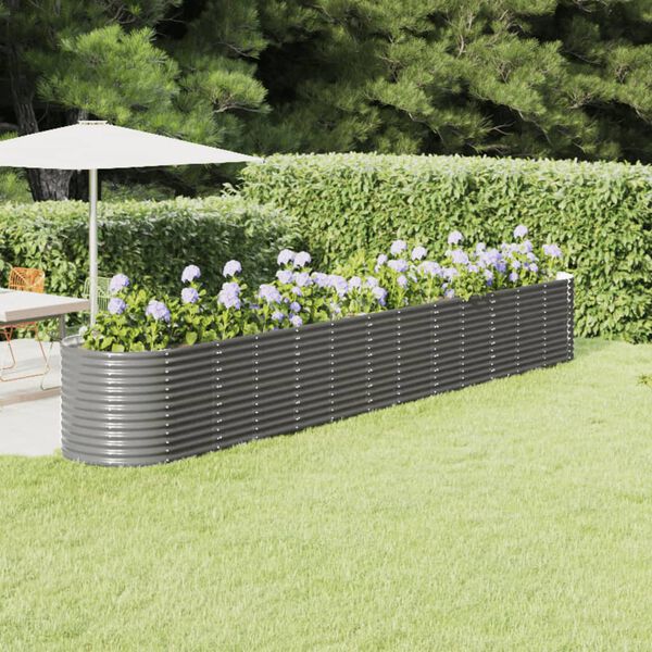 vidaXL Garden Raised Bed Gray Powder-Coated Steel Large