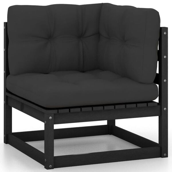 vidaXL Garden Lounge Set Black, Anthracite Solid pinewood, 100% polyester