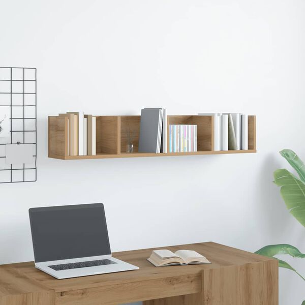 vidaXL Wall Shelf Artisan Oak Engineered Wood 39.4 x 7.1 x 7.1 in