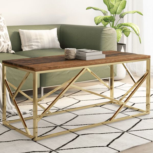 vidaXL Coffee Table Gold and natural wood