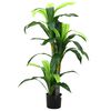vidaXL Artificial Dracaena Tree Green PEVA, Bamboo, Plastic, Cement Medium