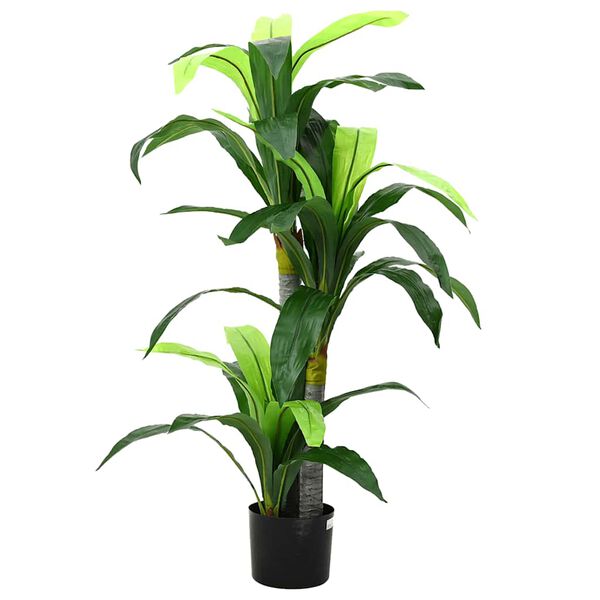 vidaXL Artificial Dracaena Tree Green PEVA, Bamboo, Plastic, Cement Medium