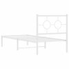 vidaXL Bed Frame White Powder-Coated Steel Twin Bed Frame Rectangular