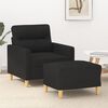 vidaXL Sofa Chair With Footstool Black Polyester, Metal, Plywood, Foam