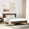 vidaXL Bed Frame Brown Oak Steel, Engineered Wood Double Bed Frame