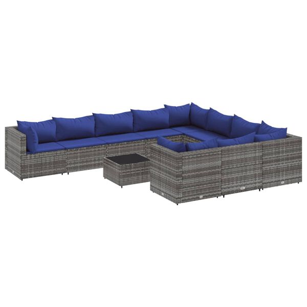 vidaXL Patio Sofa Set Gray PE Rattan Large Modular Patio Sofa Set