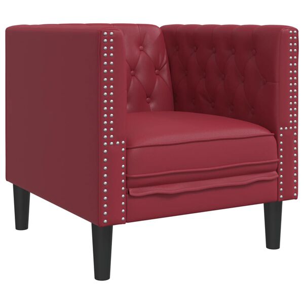 vidaXL Chesterfield Sofa Chair Wine Red Faux leather, plywood, solid wood