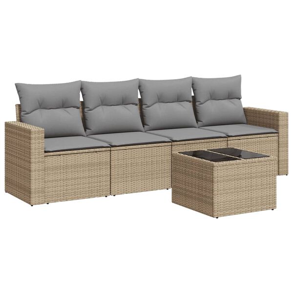 vidaXL Garden Sofa Set Beige PE rattan Medium Modular Garden Sofa Set