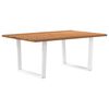 vidaXL Dining Table Light brown, White Solid oak wood, Powder-coated steel