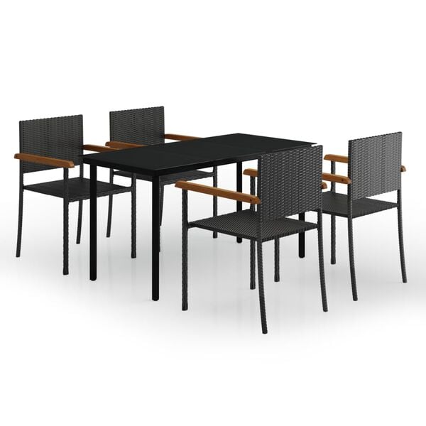 vidaXL Garden Dining Set Black