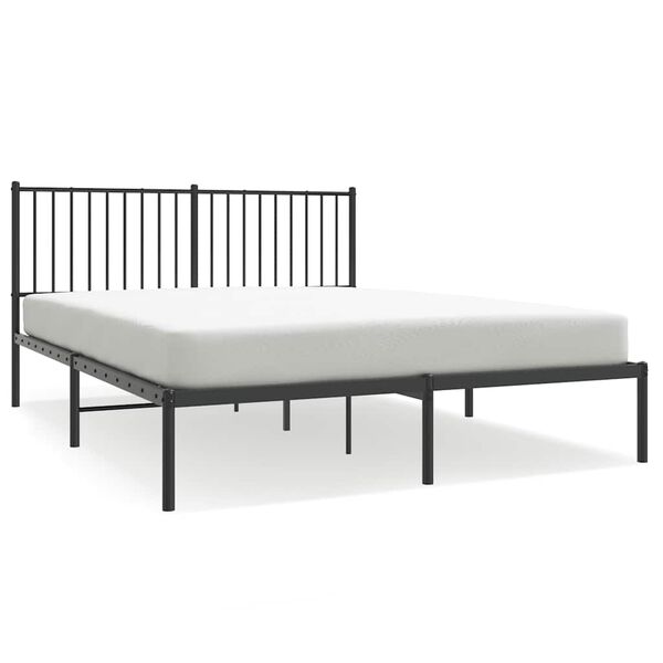 vidaXL Bed Frame Black Powder-coated steel King Size Bed Frame