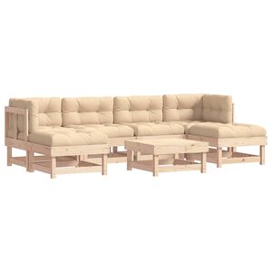 vidaXL Garden Lounge Set Beige, Natural Wood