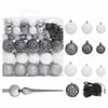 vidaXL Artificial Pre-lit Christmas Tree with Ball Set Silver 94.5" PET