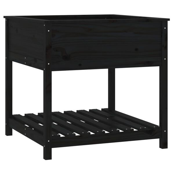 vidaXL Planter Black Solid pine wood Large Planter Square Rustic