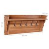 vidaXL Coat Rack Teak Brown Solid Teak Wood 31.5 x 6.5 x 13.8 in Hooks