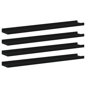 vidaXL Wall Shelf Set of 4 Black MDF Medium Decorative Inlays