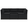 vidaXL Sofa Set Black Poly Rattan, Powder-Coated Steel Standard