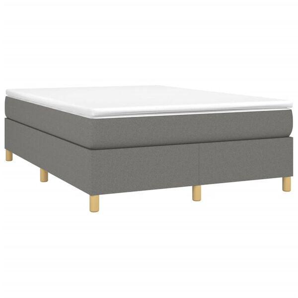vidaXL Bed Frame Dark Gray 100% polyester fabric, plywood, engineered wood