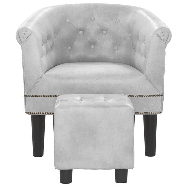 vidaXL Tub Chair Silver Faux leather, pinewood, plywood, plastic Single
