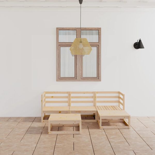 vidaXL Garden Lounge Set Natural Wood Solid pine wood (untreated) Medium