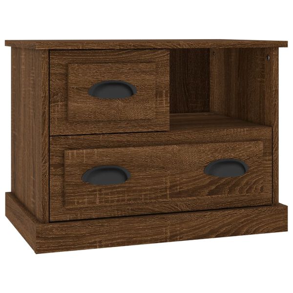 vidaXL Bedside Cabinet Brown Oak Engineered Wood 23.6 x 15.4 x 17.7 in