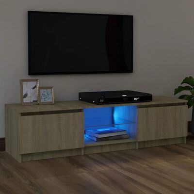 vidaXL TV Cabinet with LED Lights Sonoma Oak 47.2"x11.8"x14"