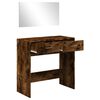 vidaXL Dressing Table Smoked Oak Engineered wood, glass 31.5 in wide