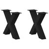 vidaXL Coffee Table Leg Set of 2 Black Powder-coated Steel Medium