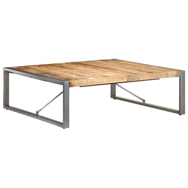 vidaXL Coffee Table Natural wood and grey Rough Mango Wood, Steel Large