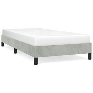 vidaXL Bed Frame Light Gray Velvet, Plywood, Engineered Wood Twin