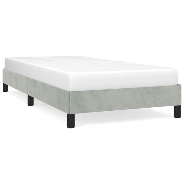 vidaXL Bed Frame Light Gray Velvet, Plywood, Engineered Wood Twin