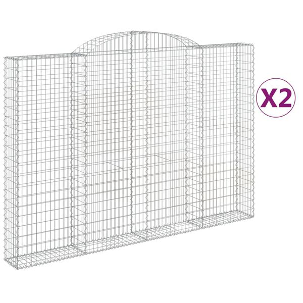 vidaXL Arched Gabion Baskets 2 pcs 118.1x11.8x200/220" Galvanised Iron