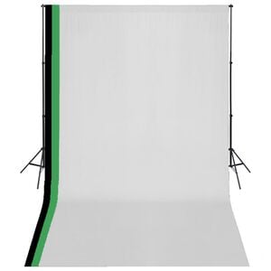 vidaXL Photo Studio Kit 3 Cotton Backdrops Adjustable Frame 10x16.4 ft