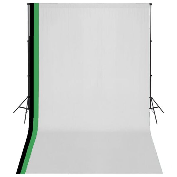vidaXL Photo Studio Kit 3 Cotton Backdrops Adjustable Frame 10x16.4 ft