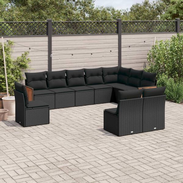 vidaXL Garden Sofa Set Black PE Rattan Large Modular Garden Sofa Set