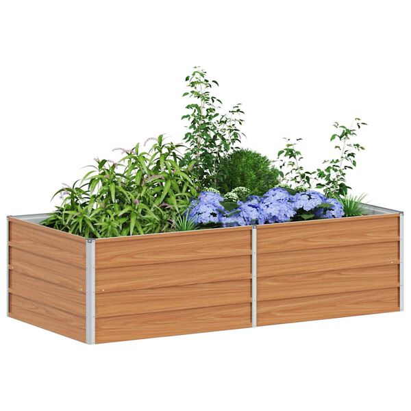 vidaXL Garden Raised Bed Silver Galvanized Steel Large Garden Raised Bed
