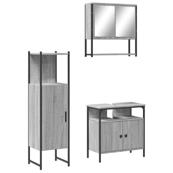 vidaXL Bathroom Furniture Set Gray Sonoma Engineered Wood Medium