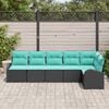 vidaXL Garden Sofa Set 6 pcs Black and Turquoise Poly Rattan