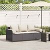 vidaXL Garden Sofa Black PE Rattan, Powder-Coated Steel 3-Seater