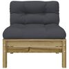 vidaXL Patio Sofa with Cushions and Footstool Impregnated Wood Pine