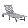 vidaXL Sun Lounger Grey Solid Acacia Wood Large Height-Adjustable