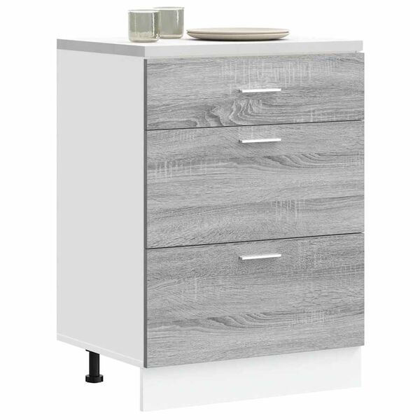 vidaXL Kitchen Base Cabinet Gray Sonoma Engineered Wood Standard