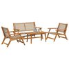 vidaXL Garden Chairs with Table 4 pcs Beige 35.4" x 17.7" x 15.7