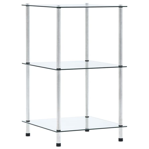 vidaXL Shelf Clear Tempered glass, Stainless steel Small Display Shelf