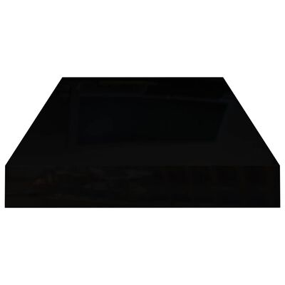 vidaXL Floating Wall Shelves 4 pcs High Gloss Black 19.7"x9.1"x1.5" MDF