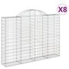 vidaXL Gabion Basket Set of 8 Silver Galvanized Iron Large