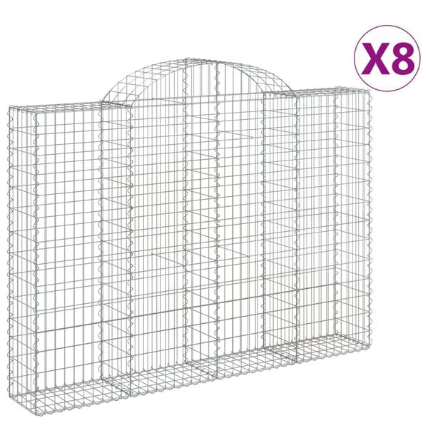 vidaXL Gabion Basket Set of 8 Silver Galvanized Iron Large