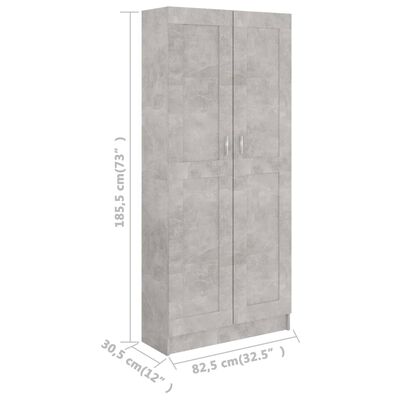 vidaXL Book Cabinet Concrete Gray 32.5"x12"x73" Engineered Wood