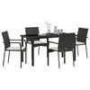 vidaXL Garden Dining Set with Cushion 5 pcs Black Poly Rattan